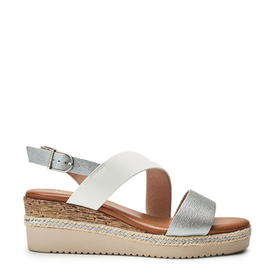 Joani White - Silver Porvair Sandals