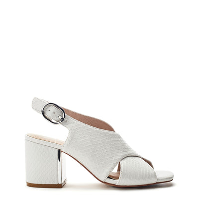Naylani White - Snake Patent Sandals