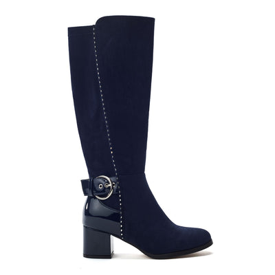 Sameena Navy Alcantara Boots