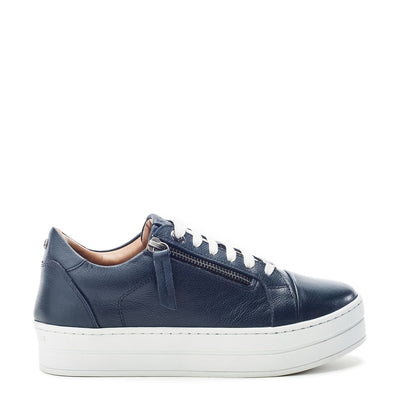 Abbee Navy Leather Leather Trainers
