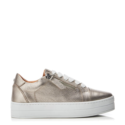 Abbiy Gold Leather Trainers