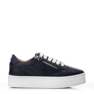 Abbiy Navy Leather Trainers