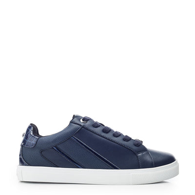 Abrini Navy Leather Trainers