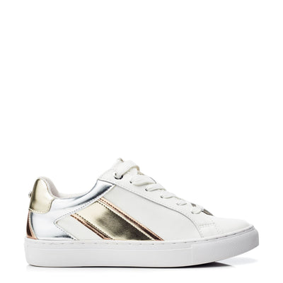 Abrini White-Gold Leather Trainers
