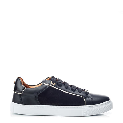 Ales Black Leather Trainers