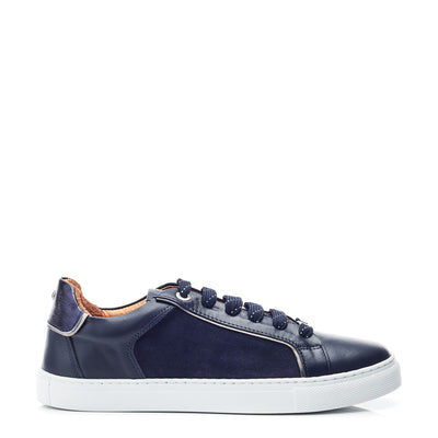 Ales Navy Leather Trainers