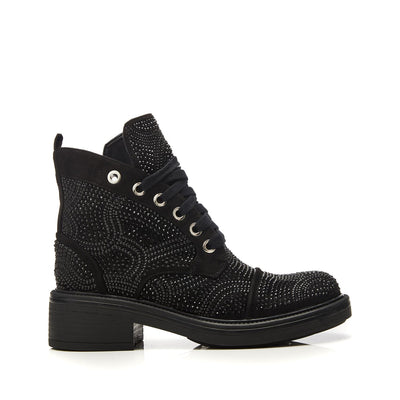 Aleyza Jet Black Alcantara Boots