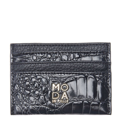 Ali Cardwallet Black Croc Print Porvair 
