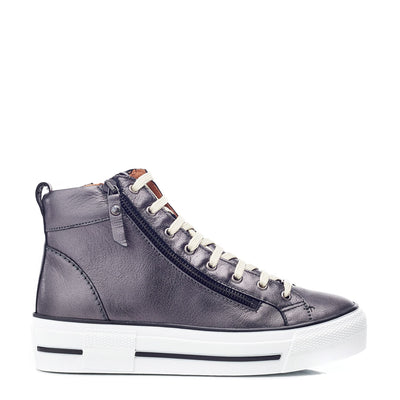 Annaken Grey Metallic Leather Trainers