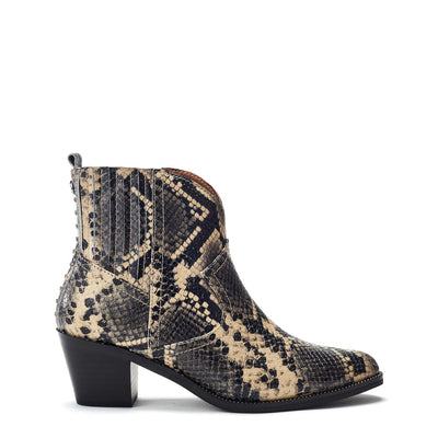 Anniee Natural Snake Print Leather Boots