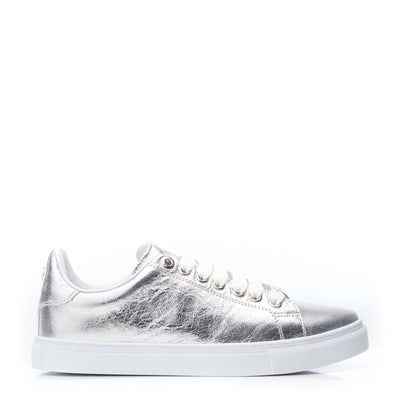 Ariia Silver Leather Trainers