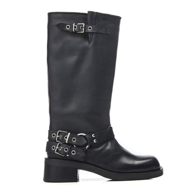 Biker Black Leather Boots