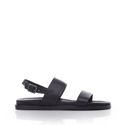 June Black Leather Sandals