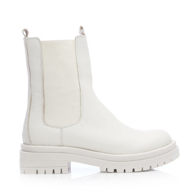 Wolfie White Leather Boots