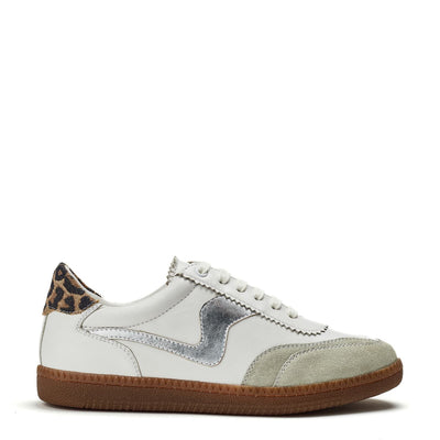 Bergamot White - Silver Leather Trainers