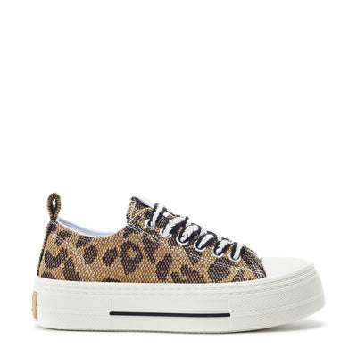 Betta Black - Leopard Raffia Trainers