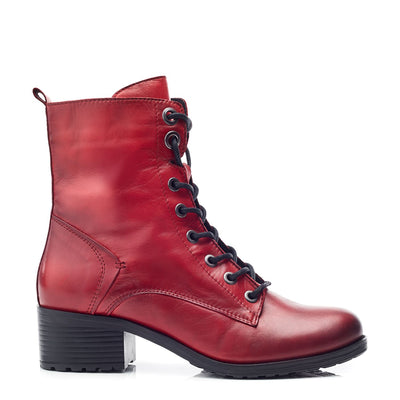 Bezzie Dark Red Leather Boots