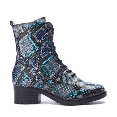 Bezzie Grey - Multi Snake Multi Snake Print Leather Boots