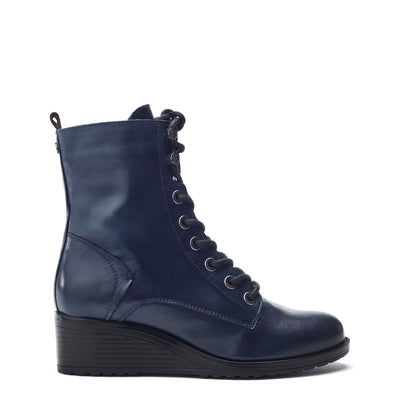 Bezzy Lace Up Navy Leather Boots
