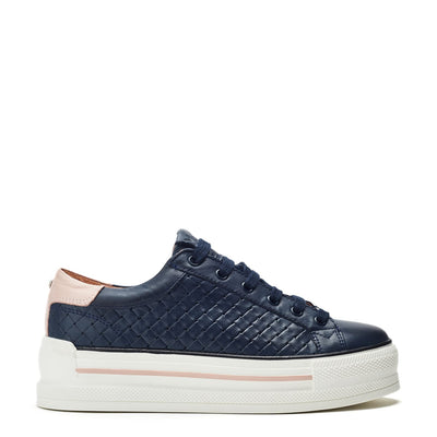 Blush Navy Leather Trainers