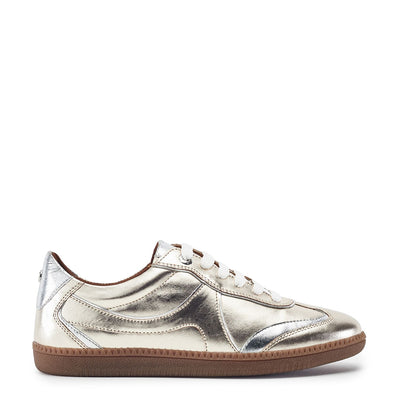 Brioni Silver Gold Leather Trainers