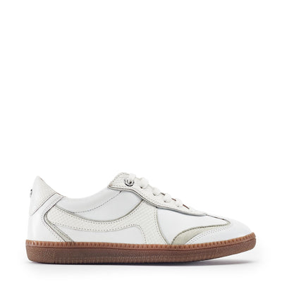 Brioni White Snake Print Leather Trainers