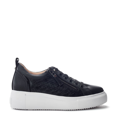 Calise Black Leather Trainers