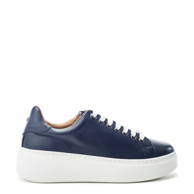 Cherrie Navy Leather Trainers