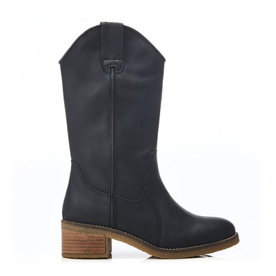 Dana Black Leather Boots