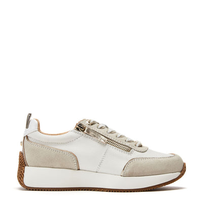 Delphinea White-Gold Leather Trainers