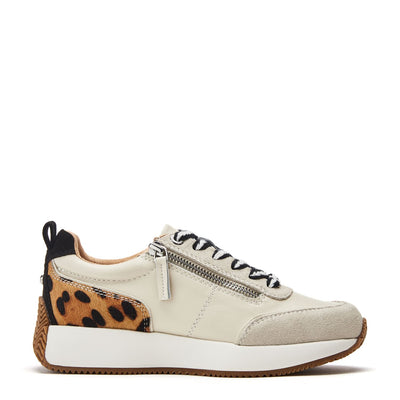 Delphinea White Leopard Leather Trainers