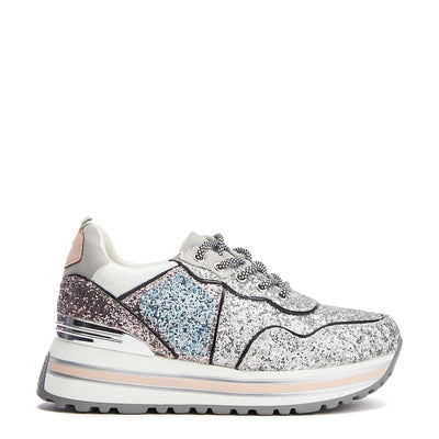 Dov Blue -Silver Textile Trainers