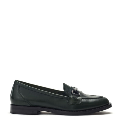 Elarra Green Leather Shoes