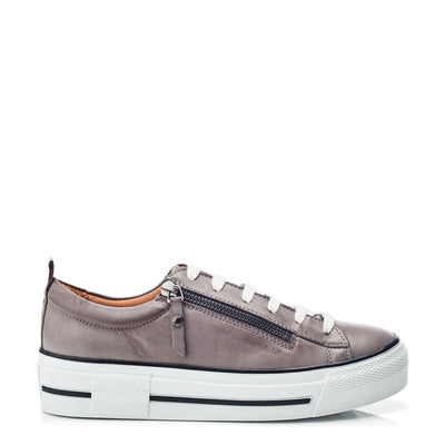 Filician Dark Grey Leather Trainers