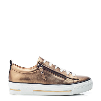 Filician Gold Metallic Leather Trainers