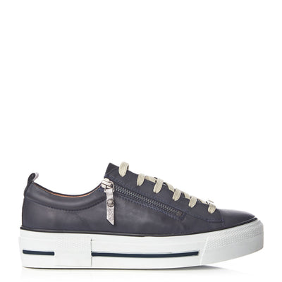 Filician Navy Leather Trainers