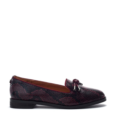 Fillipa Burgundy Snake Print Shoes