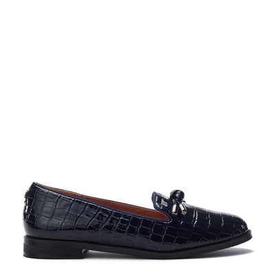 Fillipa Navy Patent Mocc Croc Shoes