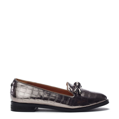 Fillipa Pewter Patent Mocc Croc Shoes