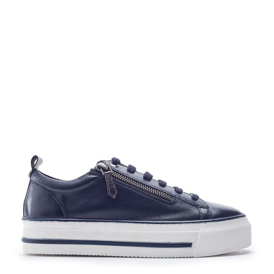 Flissie Navy Leather Trainers