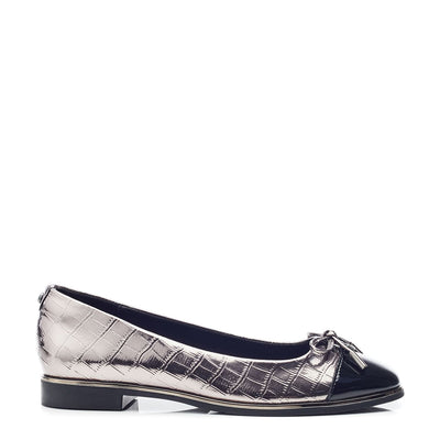 Fronton Pewter Patent Mocc Croc Shoes