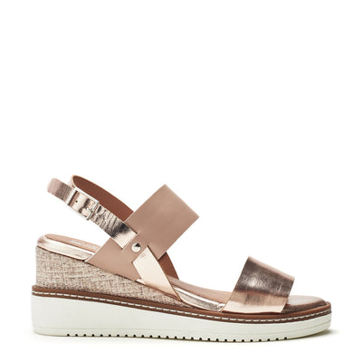 Gavasi Nude-Rose Gold Leather Sandals