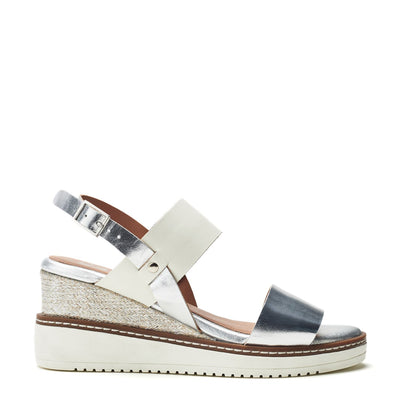 Gavasi White - Silver Leather Sandals
