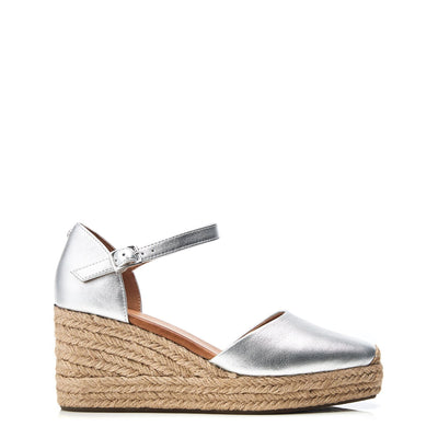 Gialla Silver Leather Sandals
