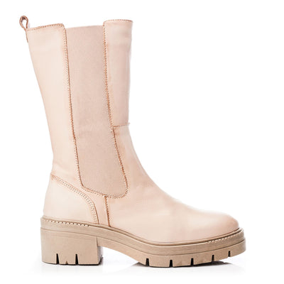 Giellen Cream Leather Boots
