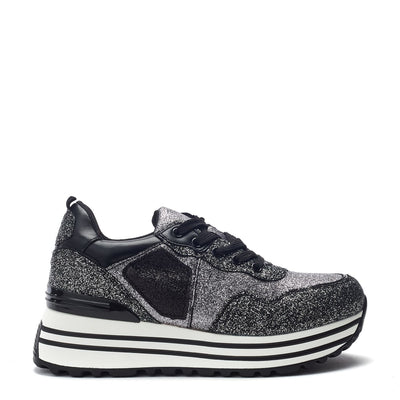 Graye Black Textile Trainers