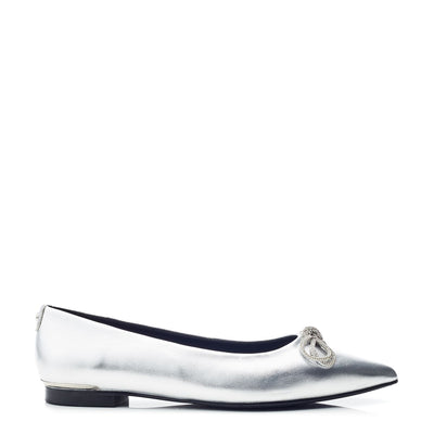 Hermionee Silver Metallic Leather Shoes