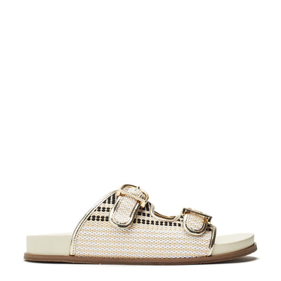 Janettie Off White Textile Sandals