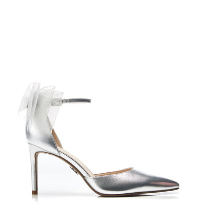 Jazlyne Silver Metallic Leather Shoes