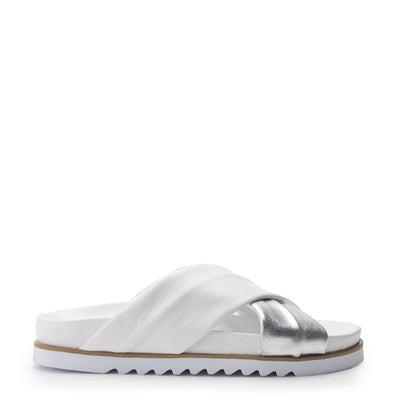 Jessa White - Silver Leather Sandals